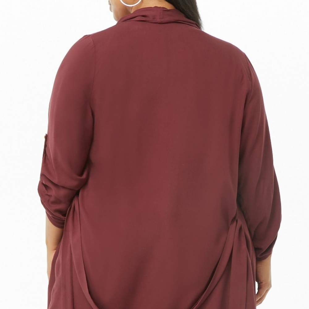 Burgundy Ruffled Duster Jacket 1X - Picture 3 of 4
